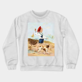 The boy on the beach Crewneck Sweatshirt